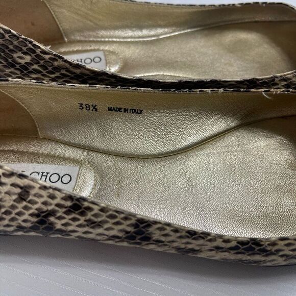 Jimmy Choo London Snakeskin Embossed Leather Flats Shoes Size 38 1/2 US 8 - Picture 3 of 10